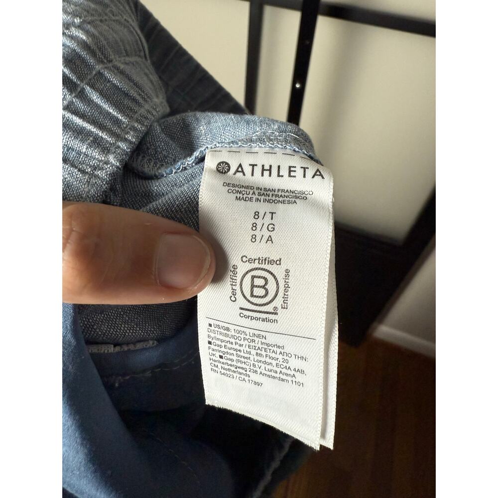 Athleta Retreat Linen Jogger Women's Pants Chambray Blue Size 8T Tall - Picture 8 of 8